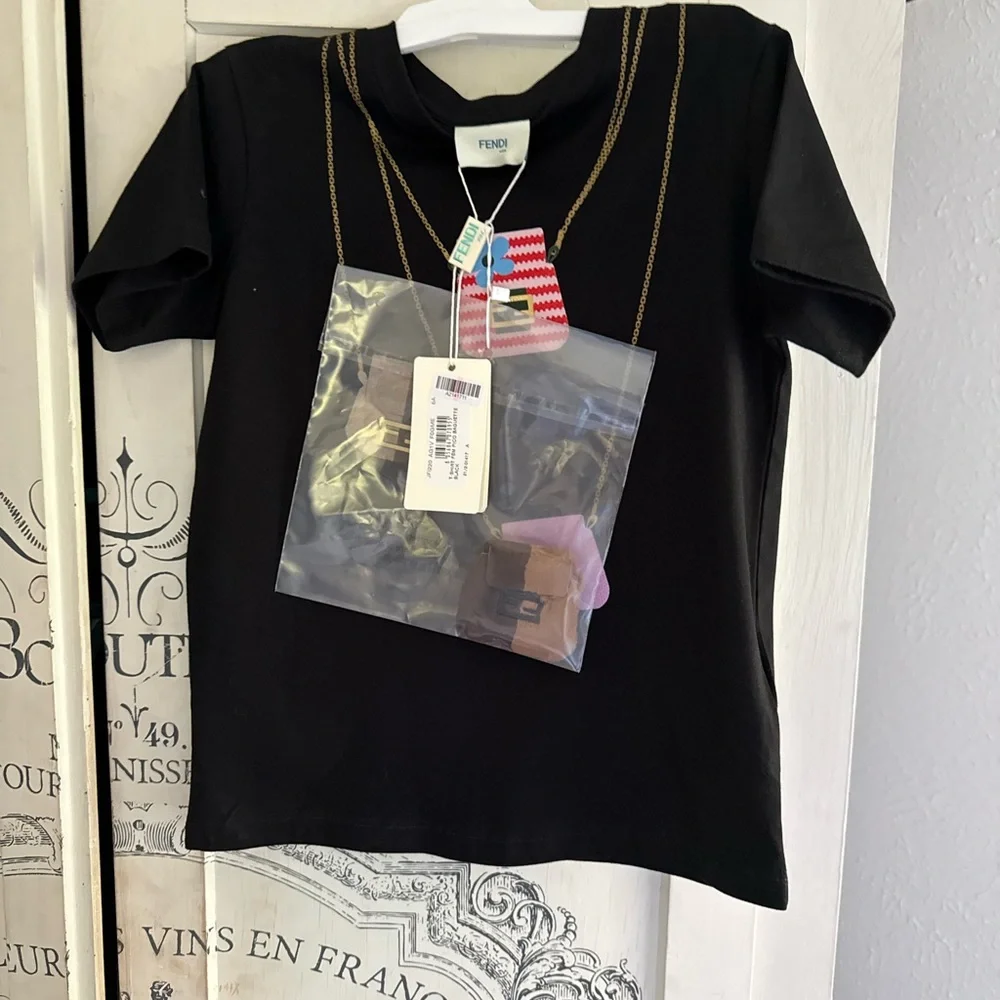 NWT Guaranteed Authentic Fendi Girl’s Handbag T-Shirt w/Authenti Mini Purse - Picture 12 of 16